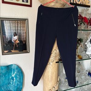 Navy Women's Pants with Zipper Accents